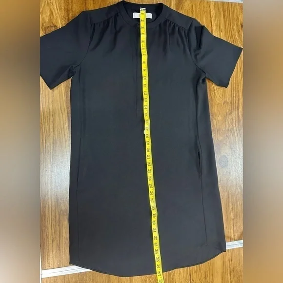 Ann Taylor Loft Size 4 Black Short Sleeve Shirtdress Lightweight with Pockets - Picture 5 of 9
